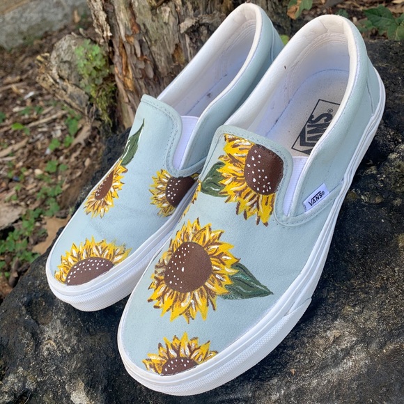 hand painted sunflower vans